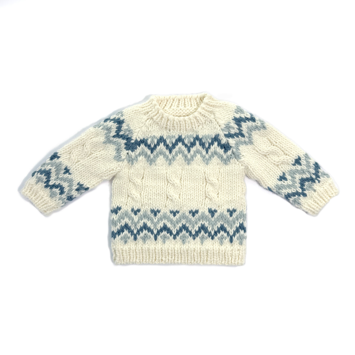Baby Fair Isle Hand-Knit Sweater - Dusty Blue Gradient