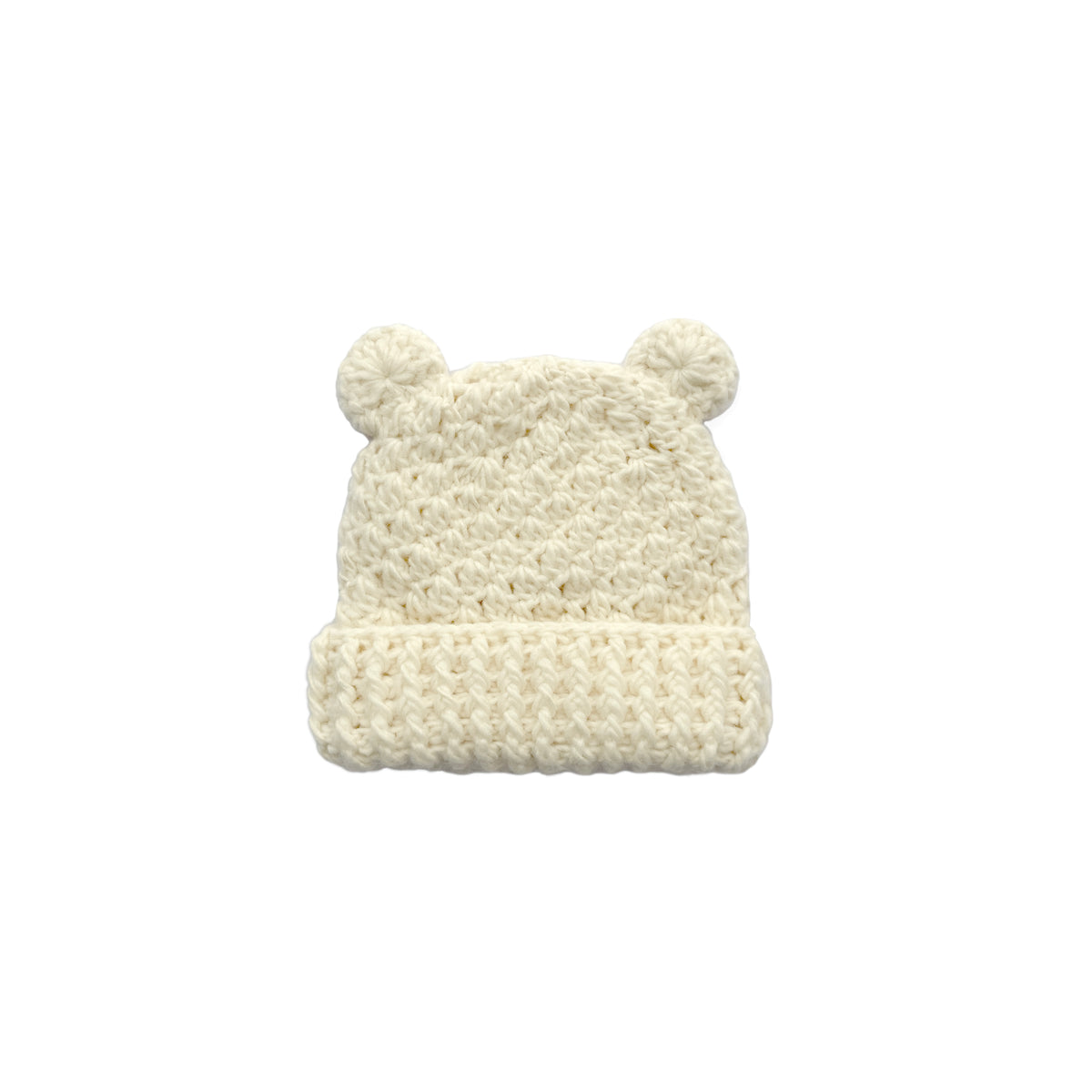 Cream Handmade Crochet Baby Bear Ear Hat