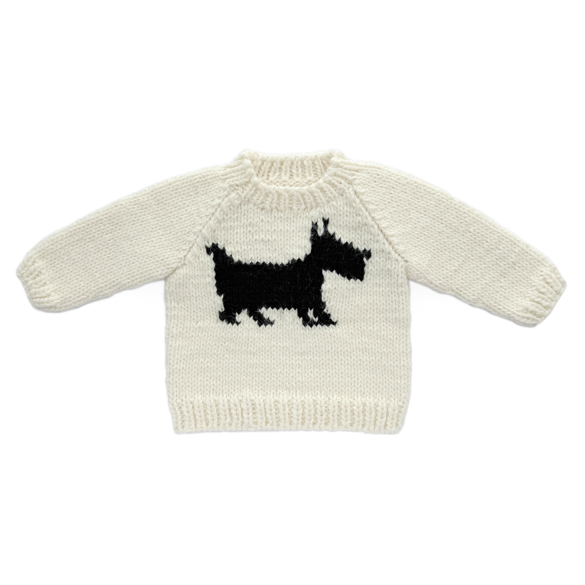 Hand Knit Dog Baby Sweater - Cream