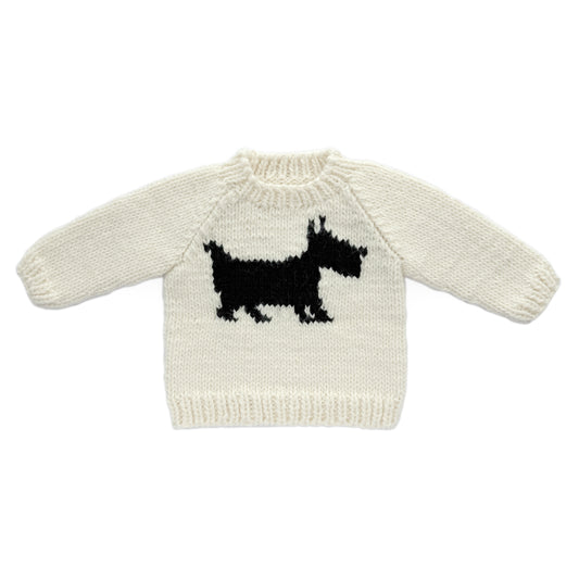 Hand Knit Dog Baby Sweater - Cream