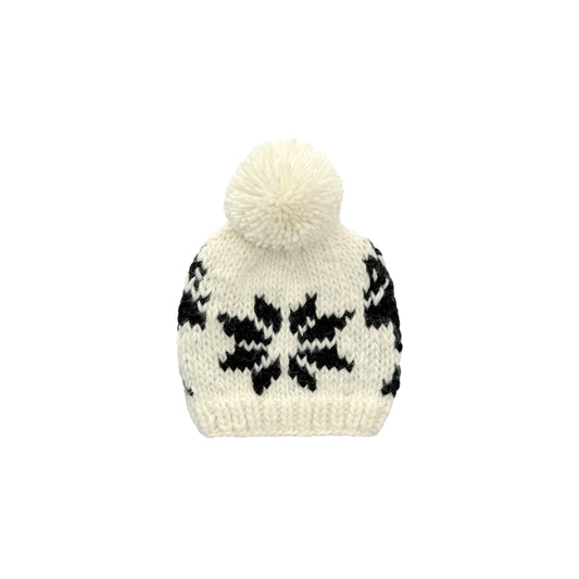 Christmas Baby Knit Beanie | Snowflake & Moose Pom Pom Hat