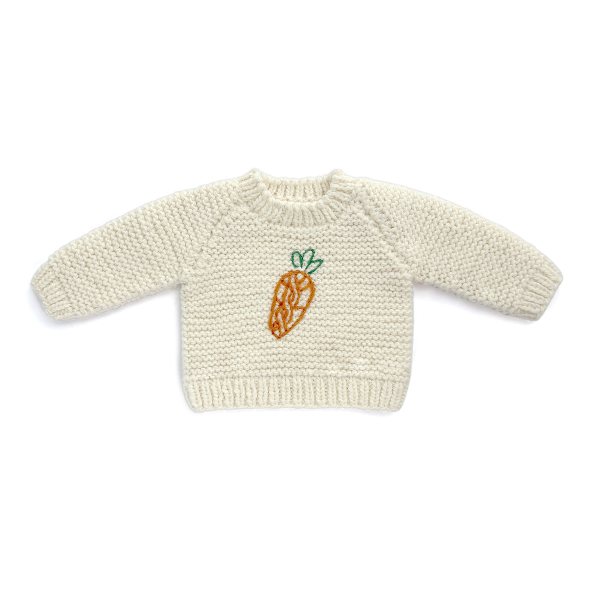 Hand Knit Carrot Baby Sweater - Cream