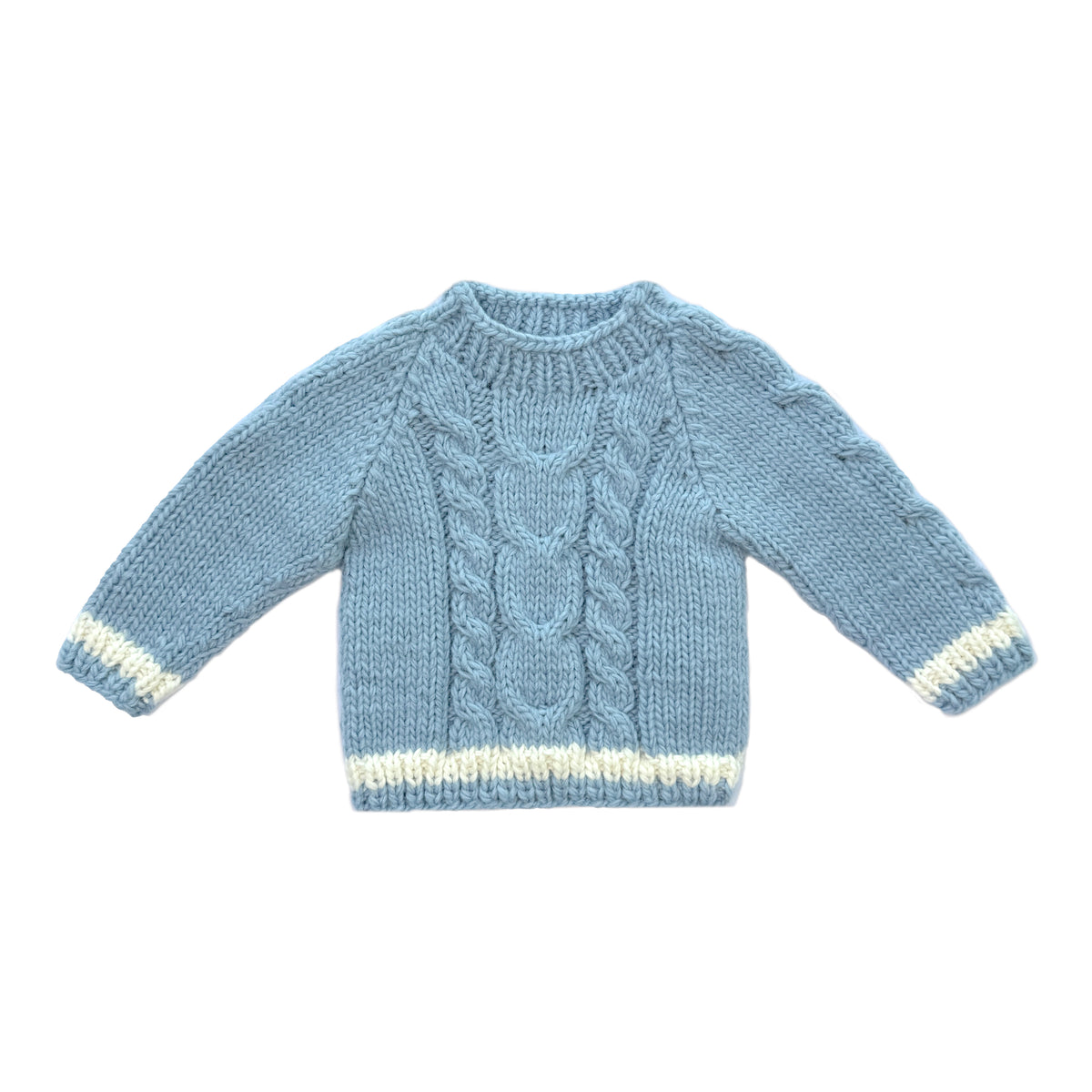 Dusty Blue Cable Knit Baby Pullover