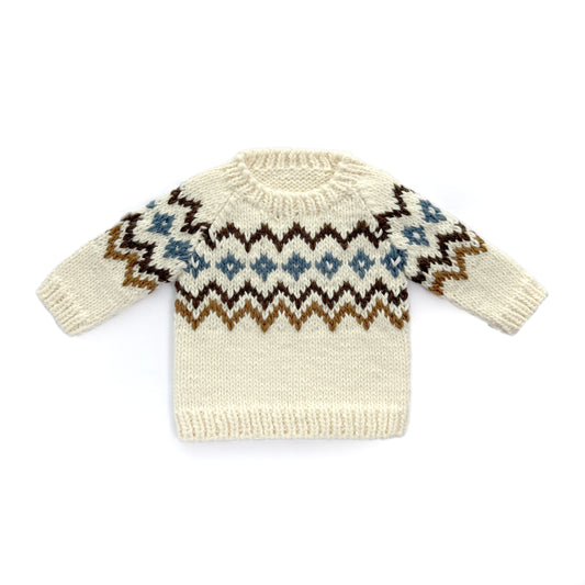 Hand-knitted Nordic Fair Isle children's pullover sweater