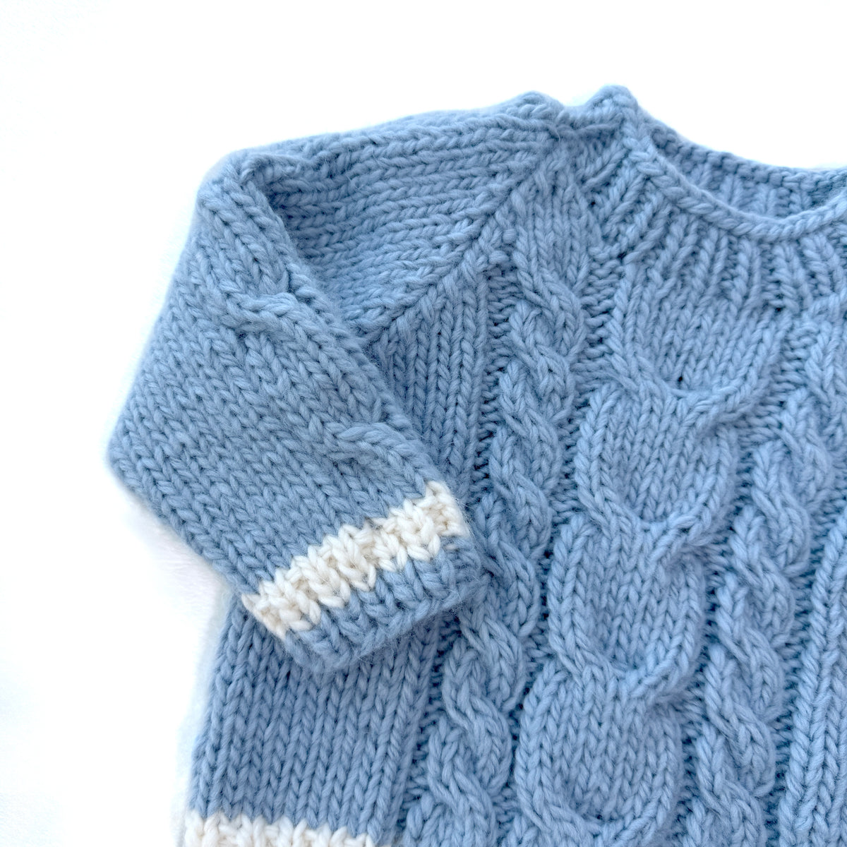 Dusty Blue Cable Knit Baby Pullover