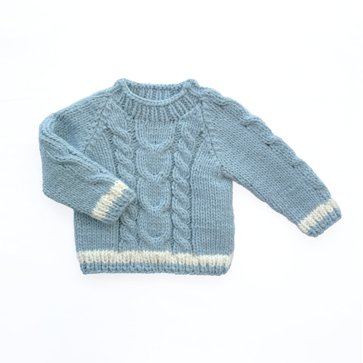 Dusty Blue Cable Knit Baby Pullover