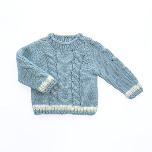 Dusty Blue Cable Knit Baby Pullover