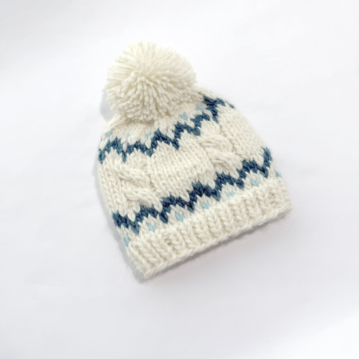 Fair Isle Baby Knit Pom Pom Beanie