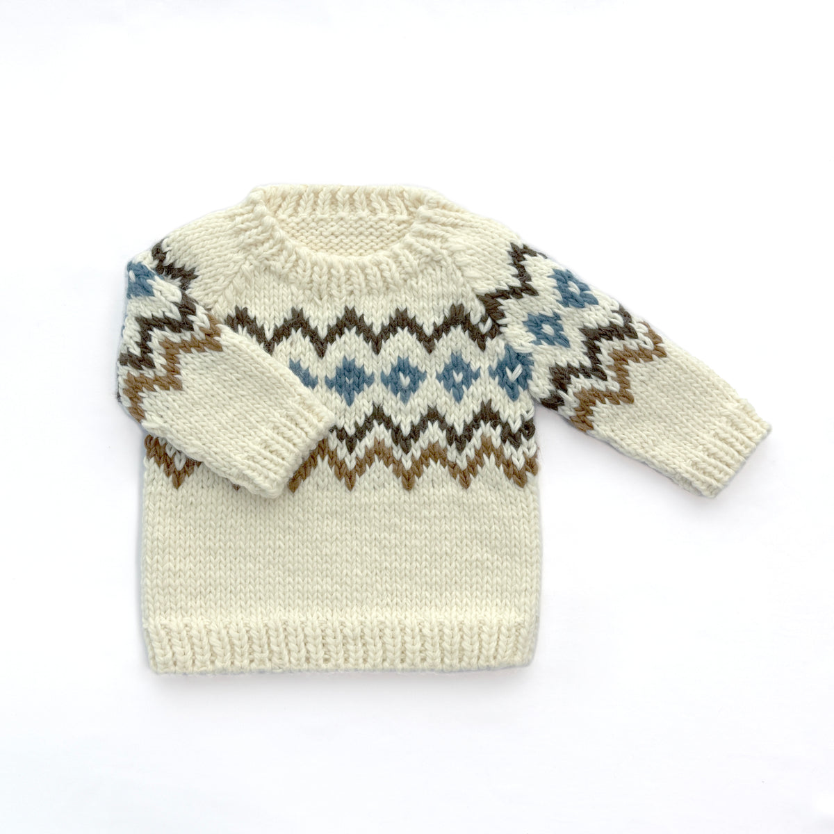Hand-knitted Nordic Fair Isle children's pullover sweater