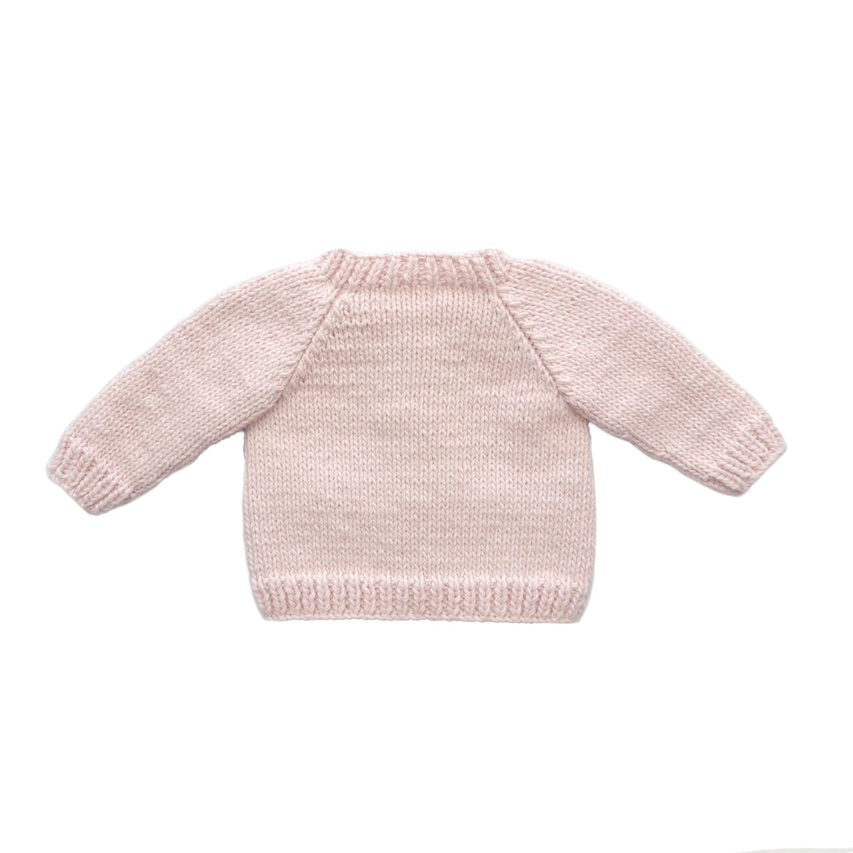 Baby Hand Knit Cardigan | Light Pink Clover Embroidery