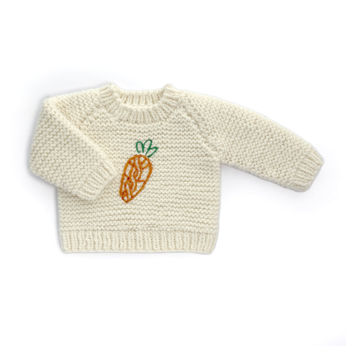Hand Knit Carrot Baby Sweater - Cream