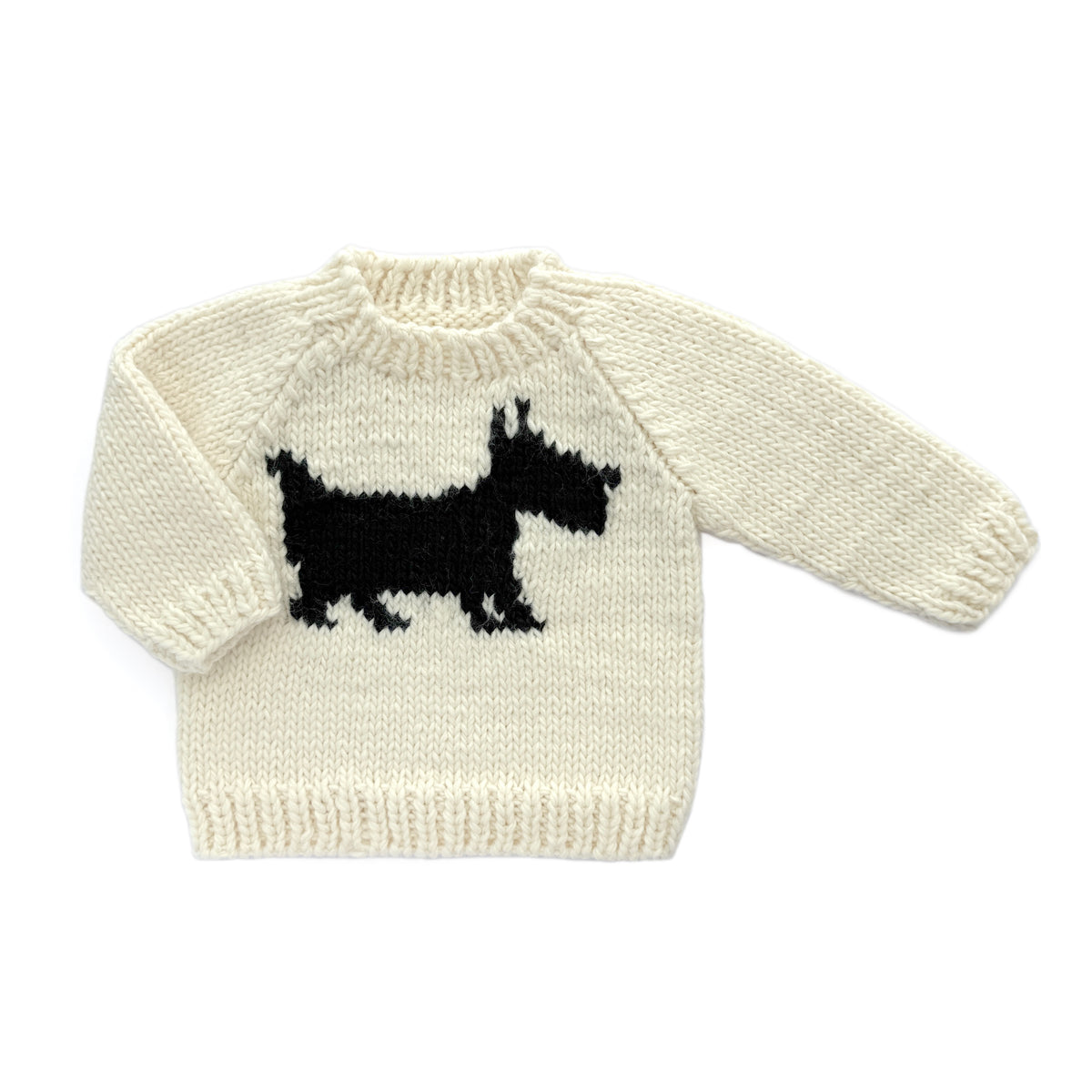 Hand Knit Dog Baby Sweater - Cream
