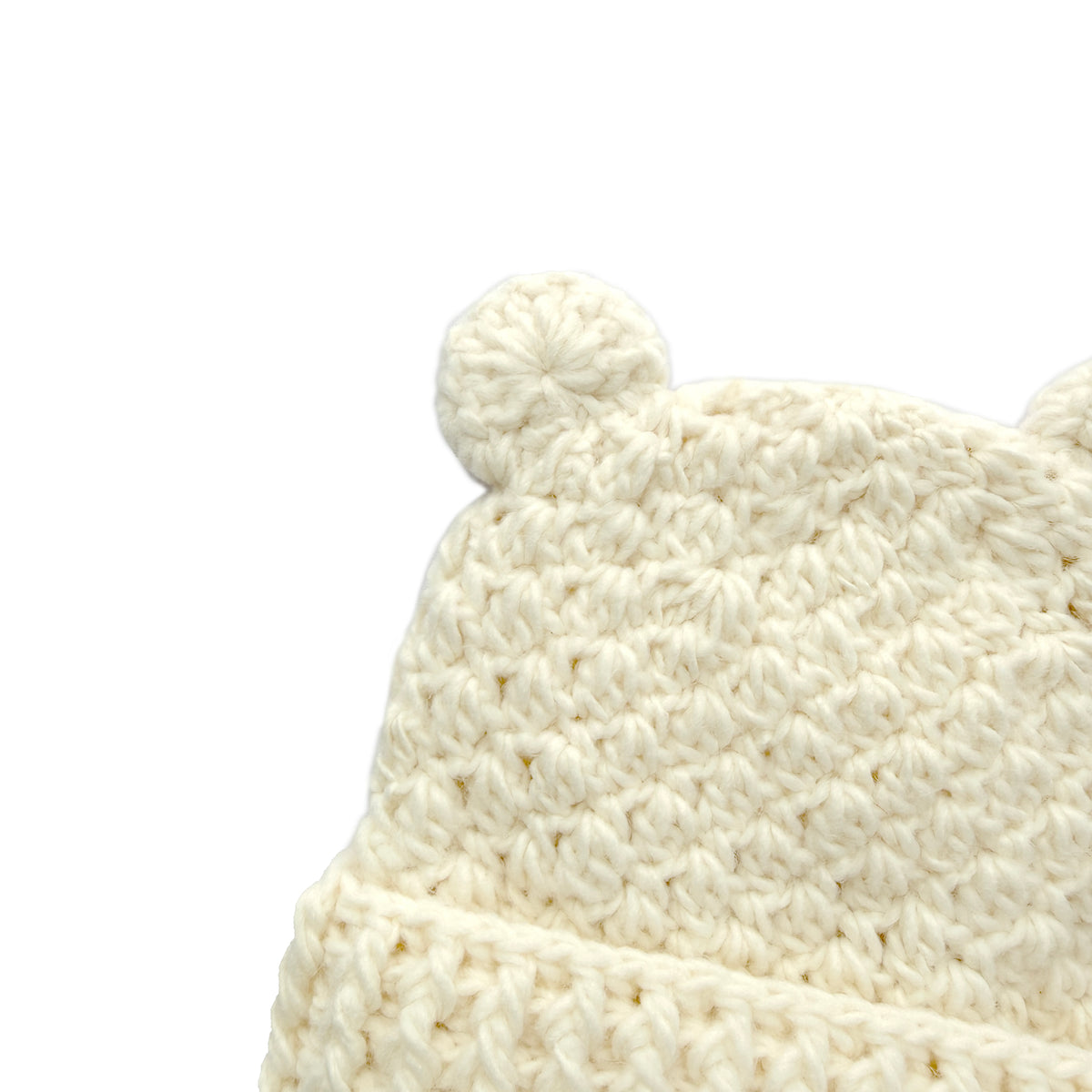 Cream Handmade Crochet Baby Bear Ear Hat