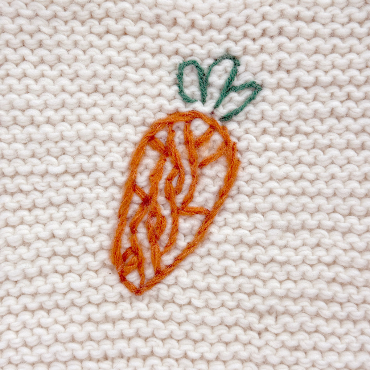 Hand Knit Carrot Baby Sweater - Cream