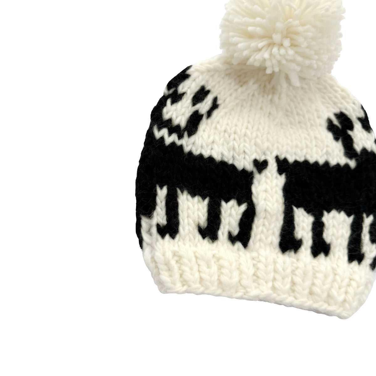Christmas Baby Knit Beanie | Snowflake & Moose Pom Pom Hat