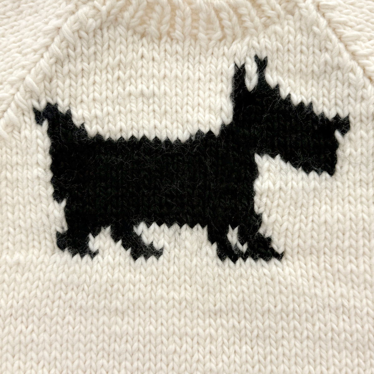 Hand Knit Dog Baby Sweater - Cream