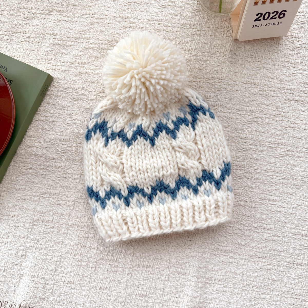 Fair Isle Baby Knit Pom Pom Beanie
