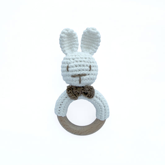 Handmade Crochet Bunny Teething Rattle