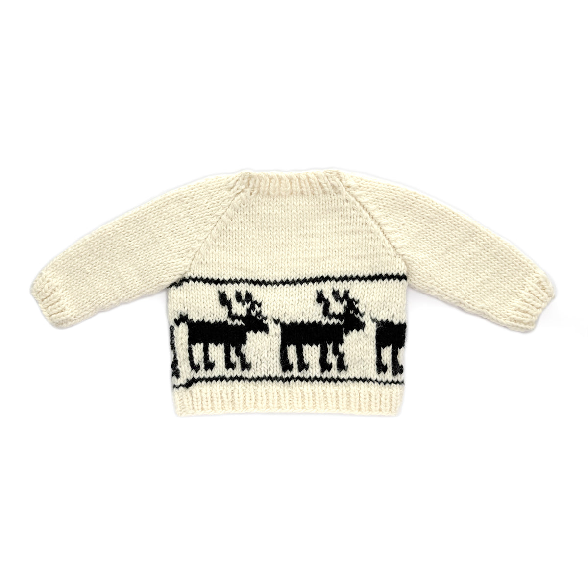 Hand Knit Cream Reindeer Snowflake Baby Sweater