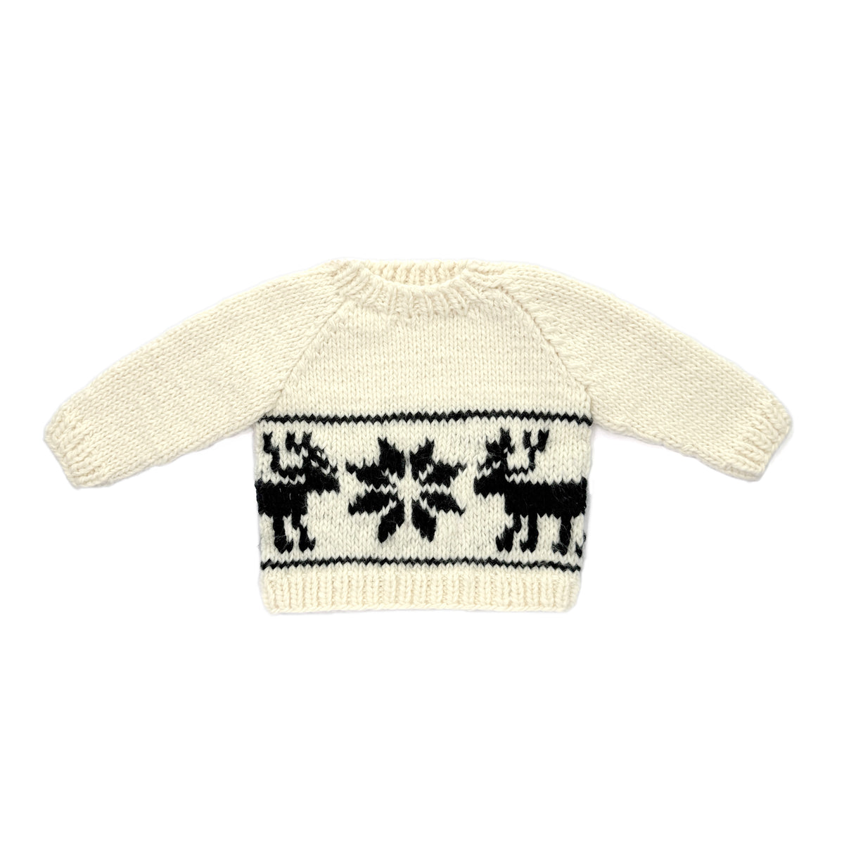 Hand Knit Cream Reindeer Snowflake Baby Sweater