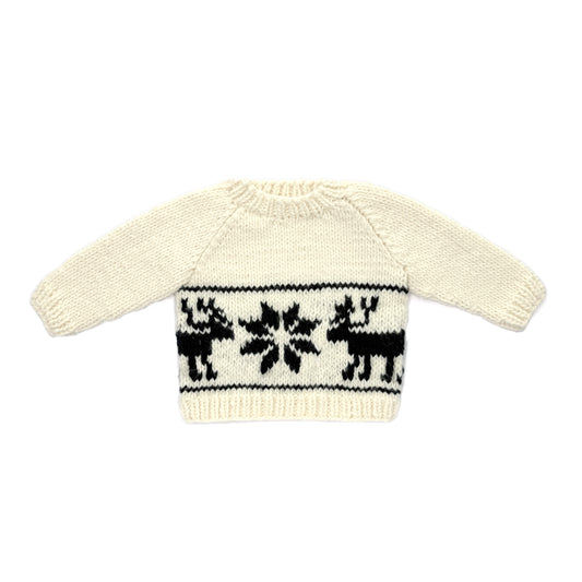 Hand Knit Cream Reindeer Snowflake Baby Sweater