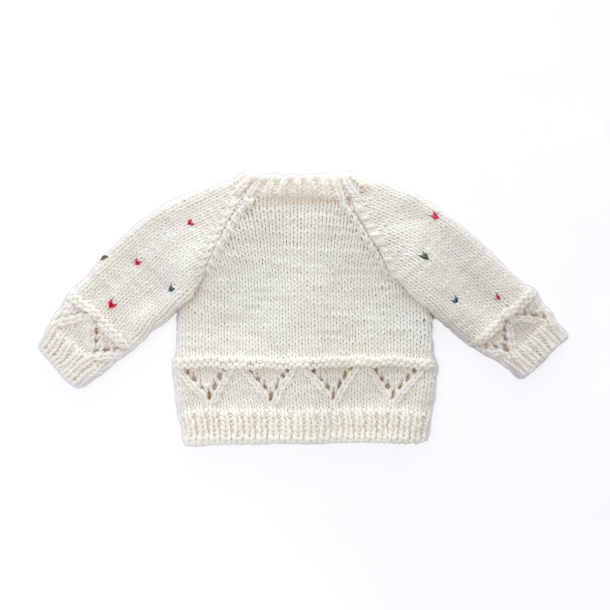Hand-Knitted Cream Clover Baby Cardigan