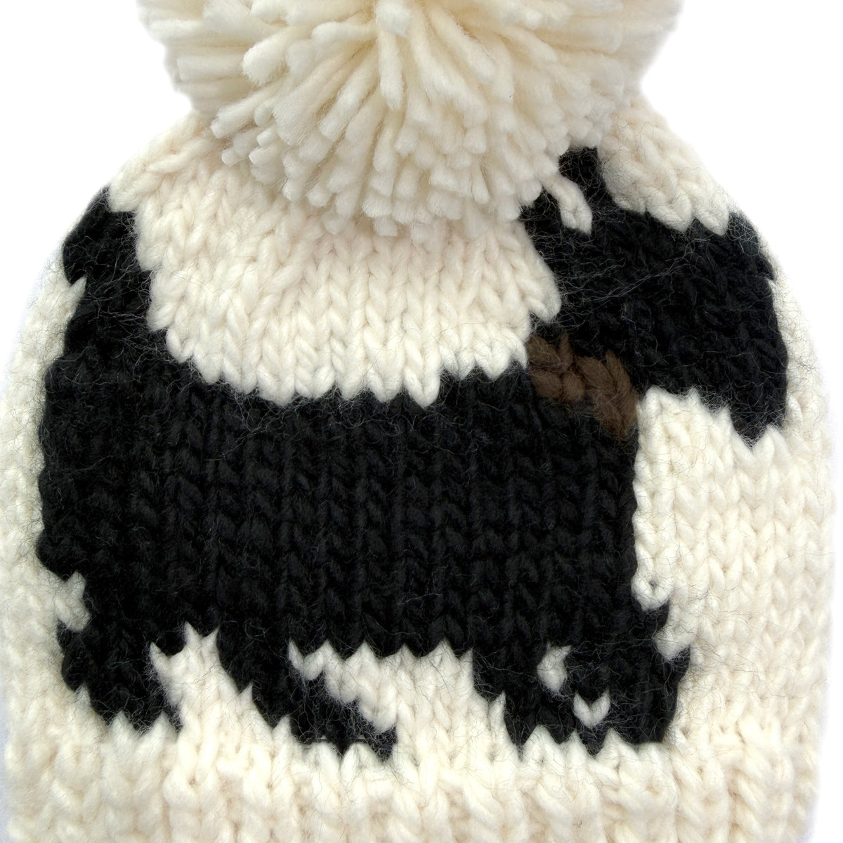 Cream & Black Scottie Dog Baby Knit Pom Pom Beanie