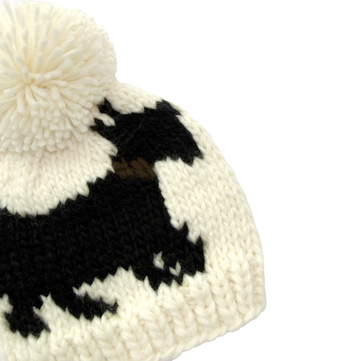 Cream & Black Scottie Dog Baby Knit Pom Pom Beanie