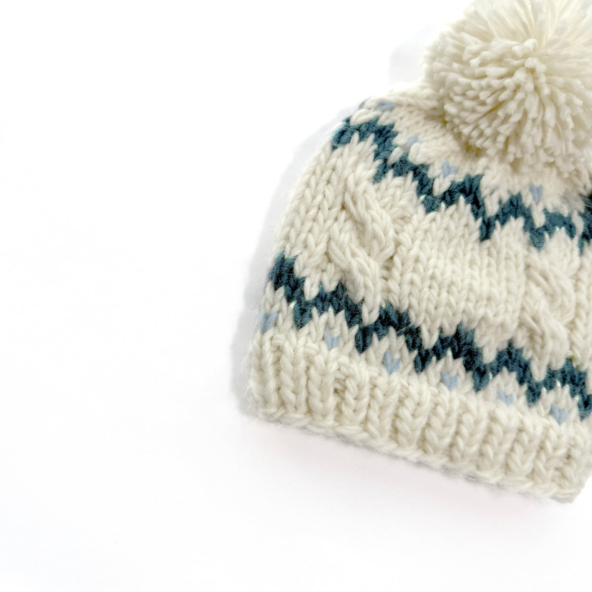 Fair Isle Baby Knit Pom Pom Beanie